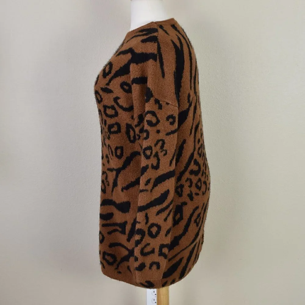 Line & Dot RILKE Animal Print Sweater Tunic Dress 2X - Picture 4 of 7